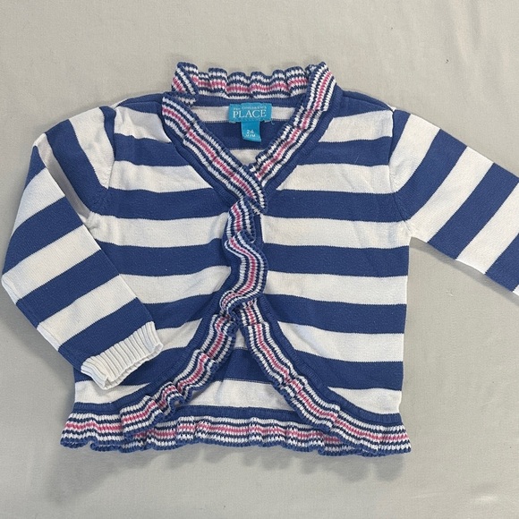 The Children's Place - Navy and White Striped Kids Cardigan Sweater - Picture 1 of 3